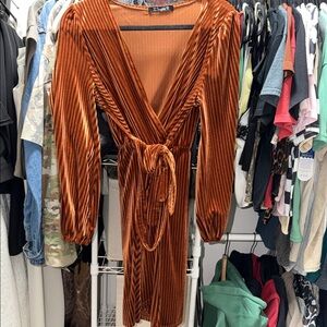 Simplee Apparel Rust Long Sleeve Dress